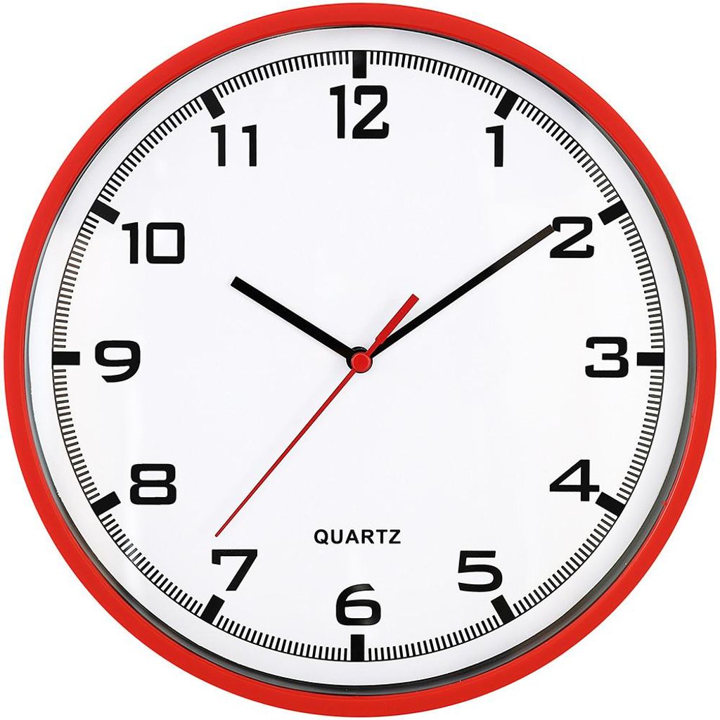 MPM-Quality Wanduhr Magit rund 255 mm Kunststoff Rot