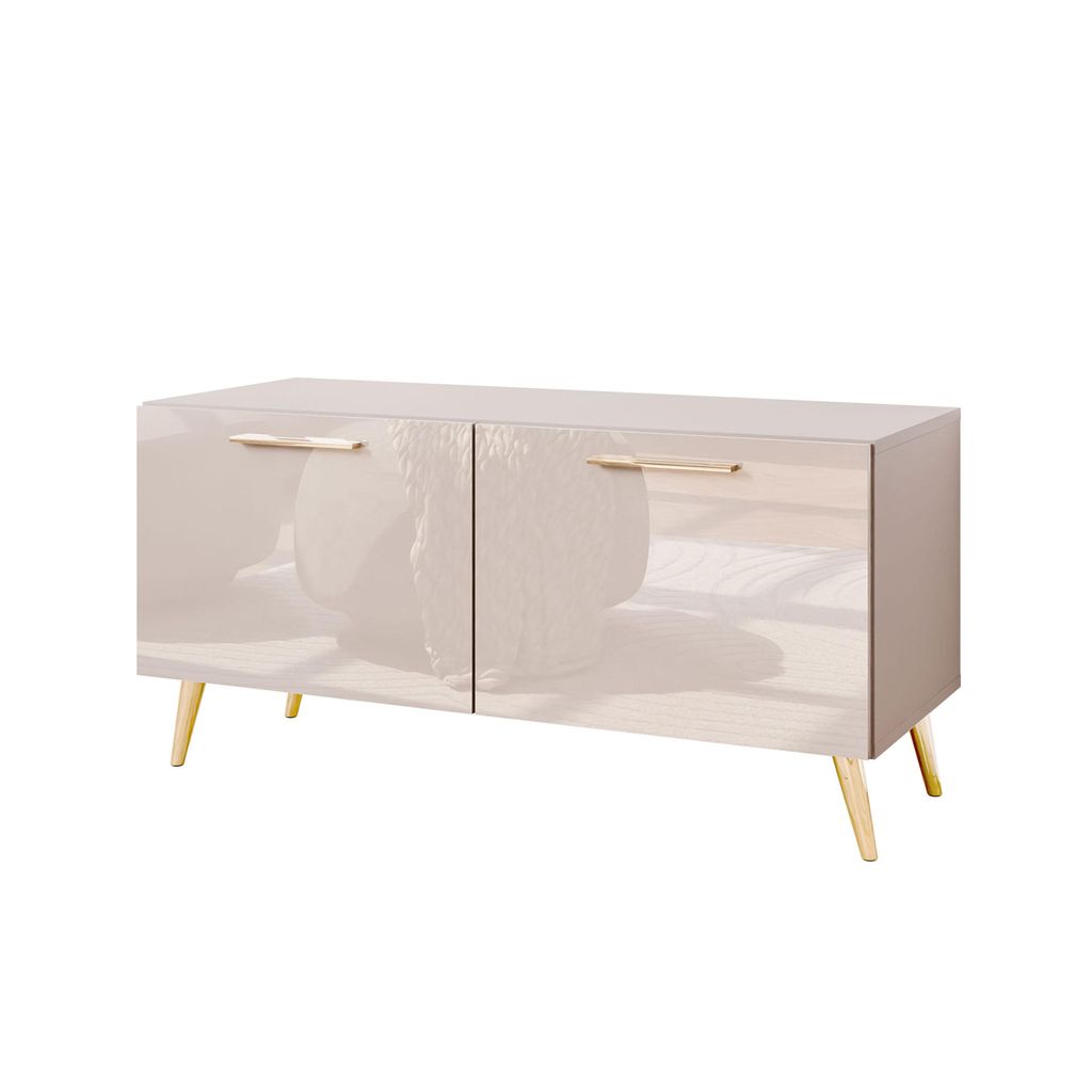 TV-kast AURA 100, Kashmir hoogglans, met schuine, gouden Productafbeelding 