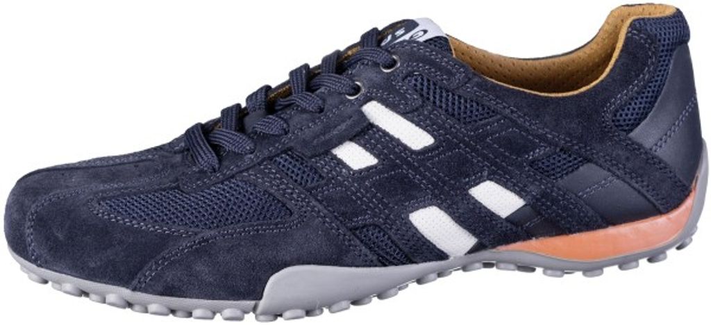 A single navy blue GEOX sneaker is shown from the side against a white background.