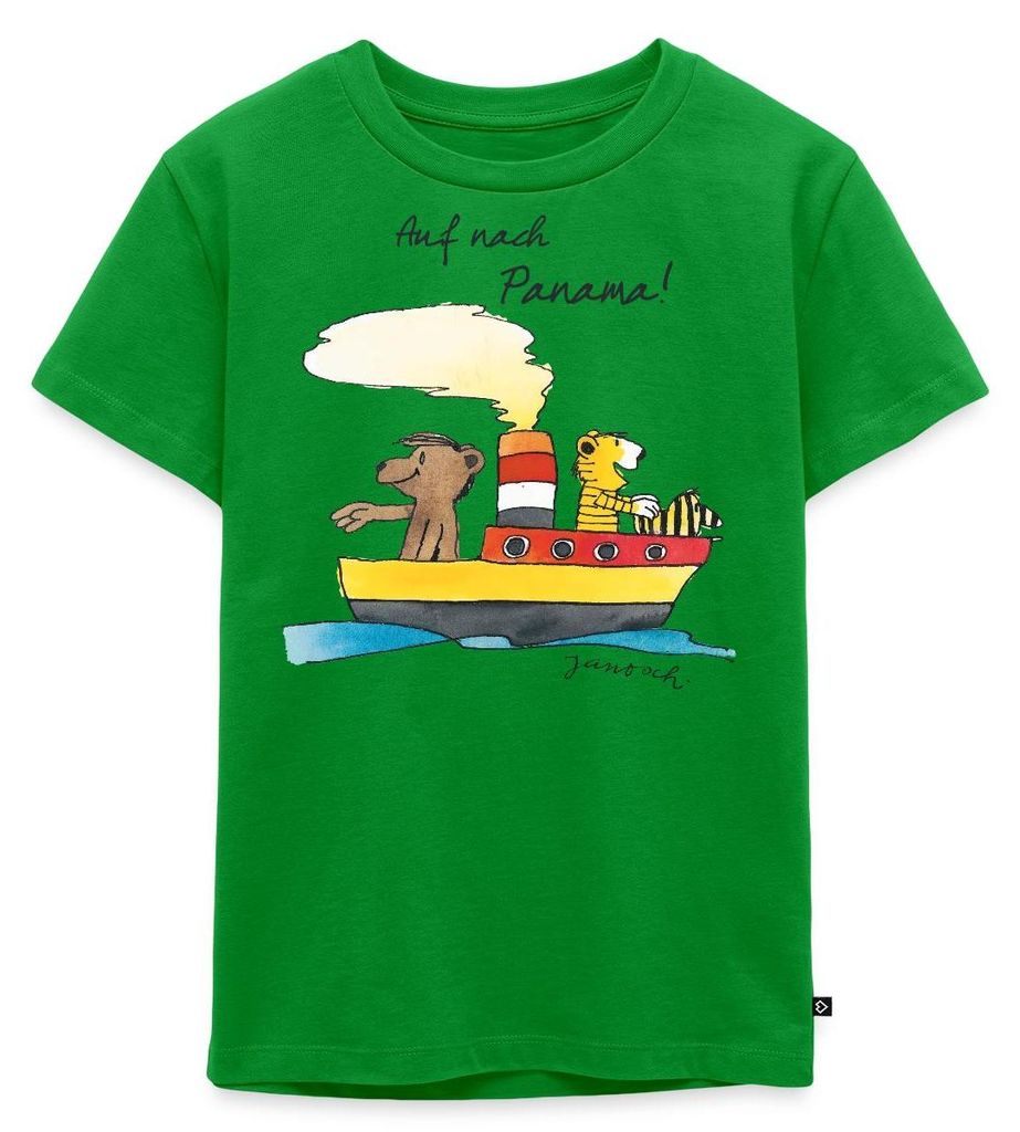 Spreadshirt Janosch Tiger Und Bär Auf Nach Panama Kinder Premium T-Shirt, 134/140 (8 Jahre), Grün