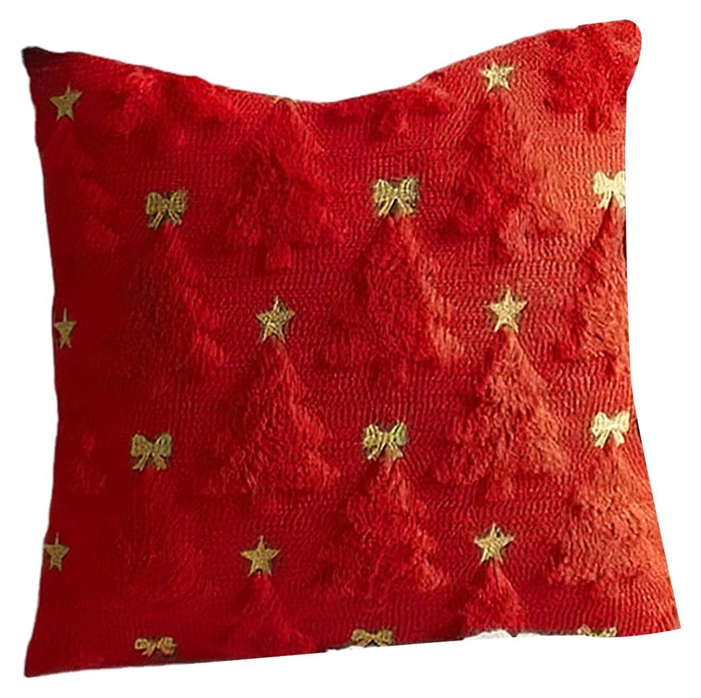 Weihnachtlicher Plüschkissenbezug, 45 x 45 cm, dekorativer Kissenbezug für Sofa, Couch, Schlafzimmer, Wohnzimmer, festliche Dekoration