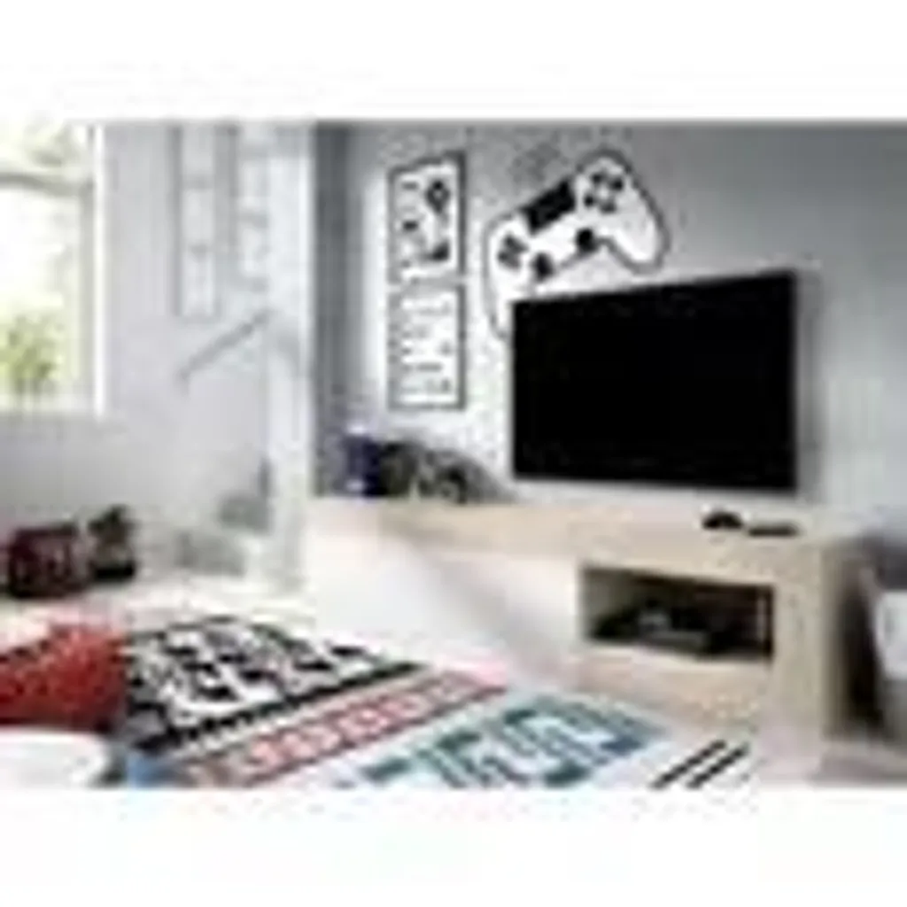 Meuble TV bas LEBO Chêne et Blanc brillant 204 cm - Style scandinave - 2
