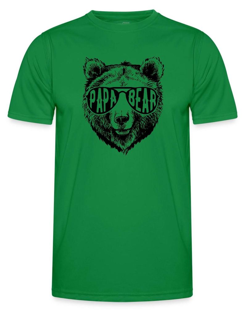Spreadshirt Papa Bär Cool Dad Funktionsshirt Herren, XXL, Kelly Green