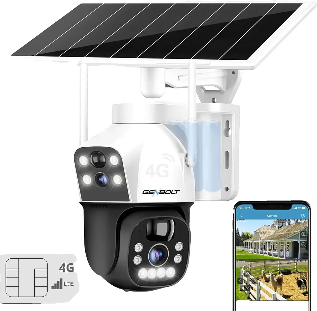 Caméra de sécurité pour site isolé 4G LTE solaire, zoom 4X et Full HD