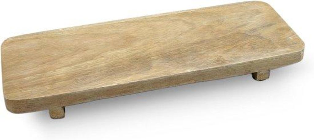 Dekel von Mango - Natur - 38 x 15 cm - dekoratives Servierteller auf 2 Beinen - Käseplank-Wurstplank Servierteller aus Holz