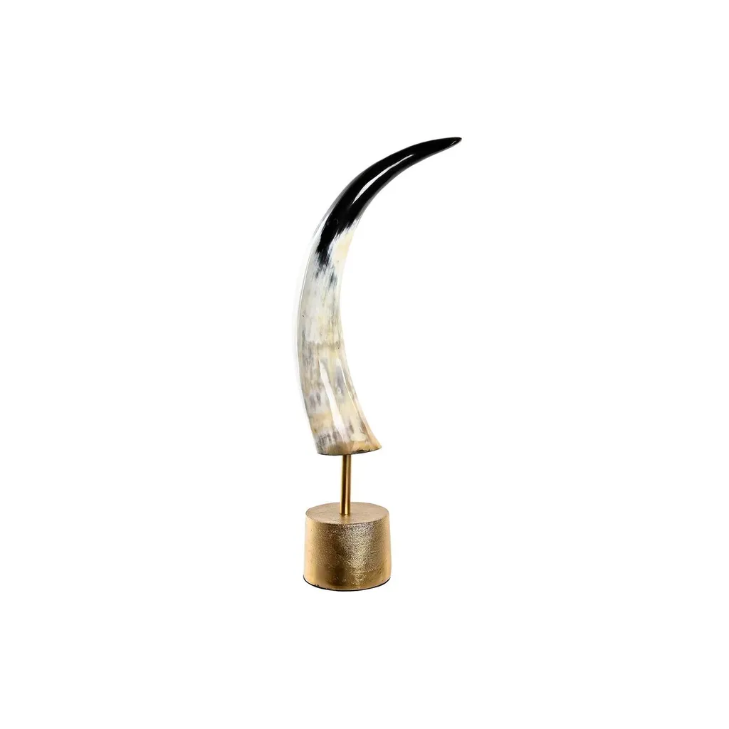 Objet Décoratif pour Salon et Bureau Corne Coloniale Bois Métal 51 cm