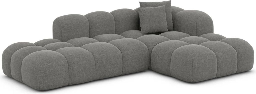 Strukturstoff L-Form Lounge Sofa Valora Grau Rechts
