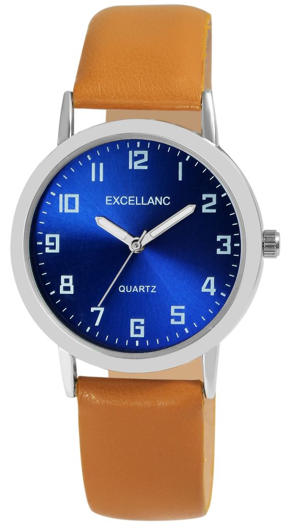 Excellanc Herrenuhr mit Kunstlederionsarmband leuchtende Produktbild 