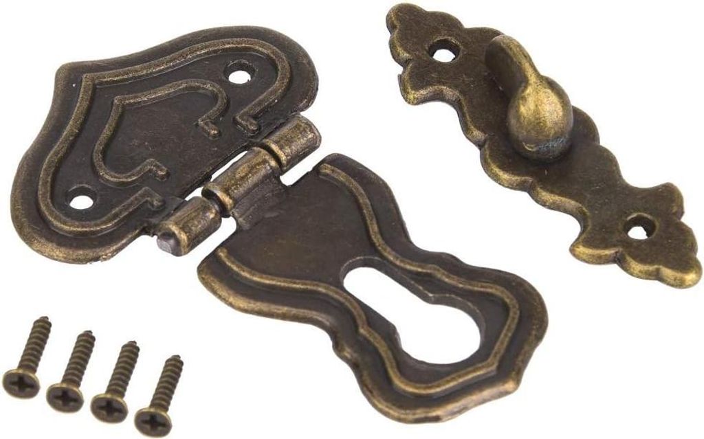 10 Stück Kastenverschluss - Antik Messing Klinken - Dekorativer Schloss Bronze Vintage Schlösser mit Schrauben für Schmuckkästchen Holzboxen De...