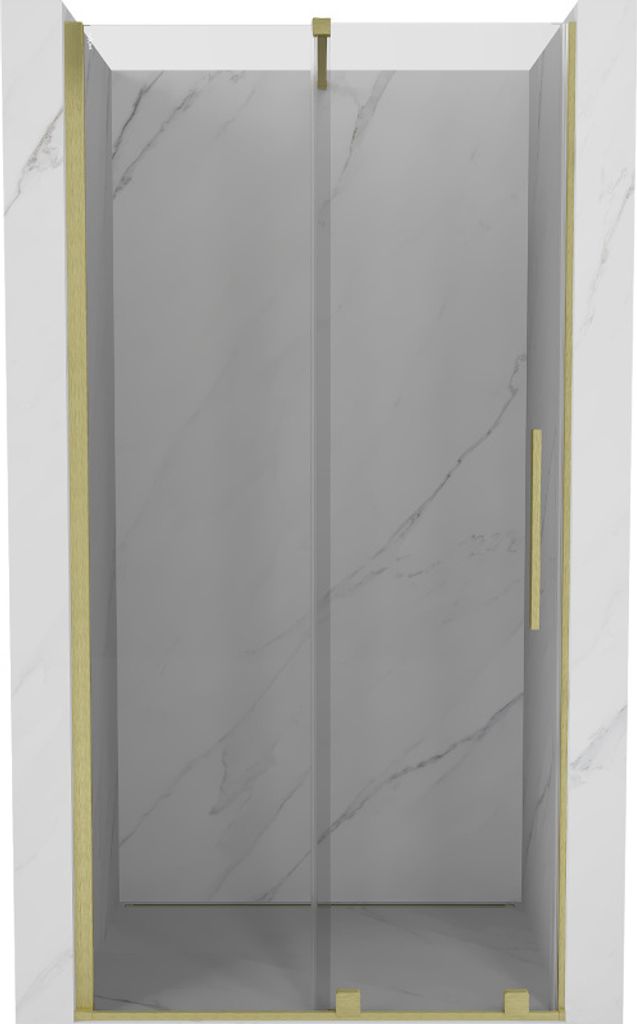 Mexen Velar ausziehbare Duschtür 110 cm, transparent, Gold gebürstet - 871-110-000-01-55