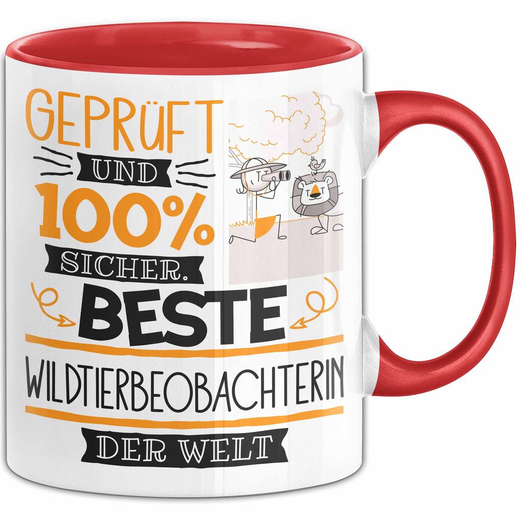 Beste Wildtierbeobachterin Der Welt Tasse Geschenk für Eine Wildtierbeobachterin Und Sicher Geschenkidee Geburtstag Weihnachten (Rot)