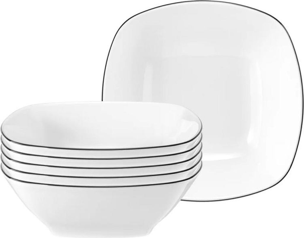 Seltmann Weiden Lido Black Line eckig Dessertschale 15 cm 6er Set