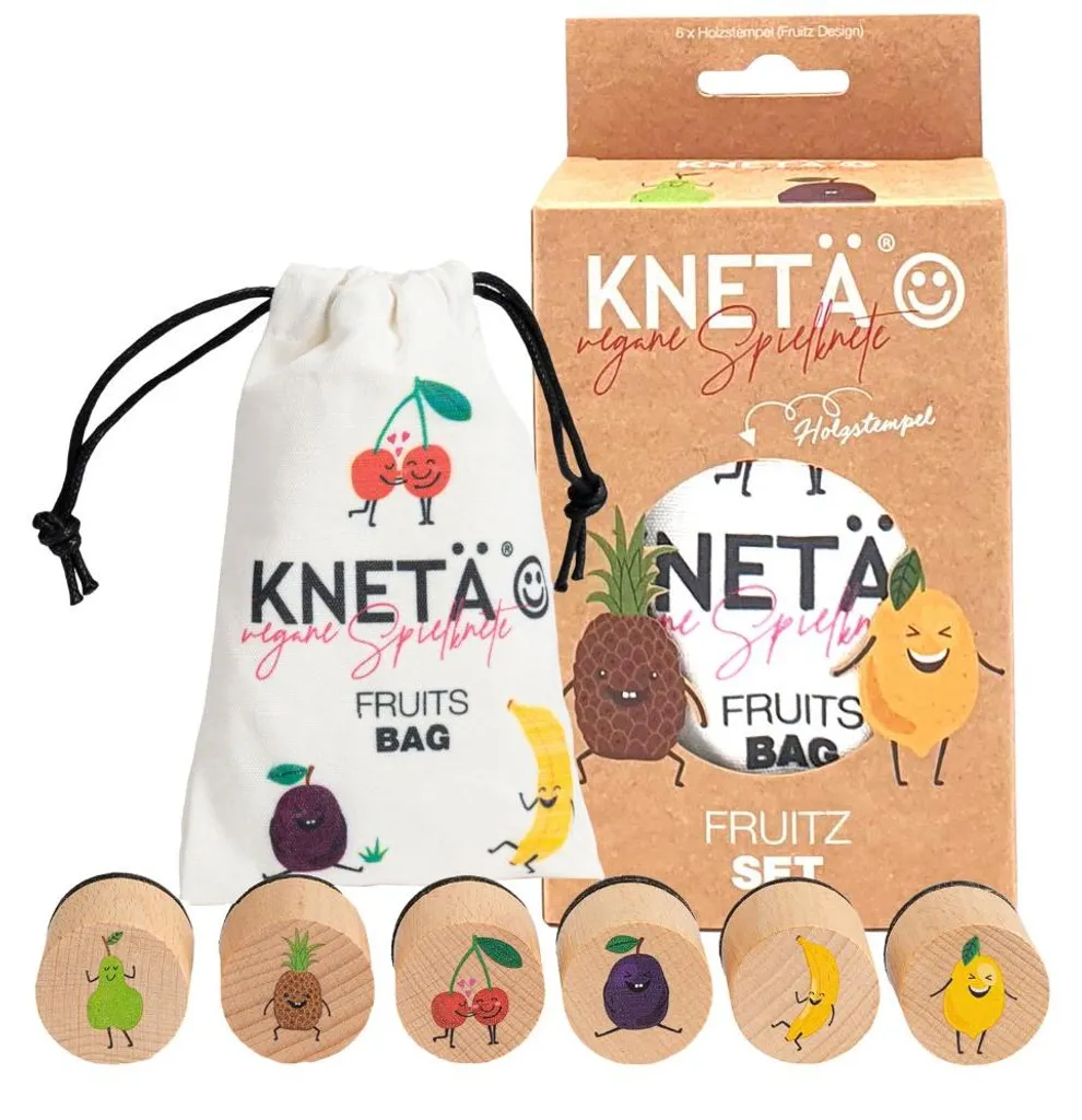 Set de tampons Kneta en bois naturel - Tampons Fruits ludiques et durables