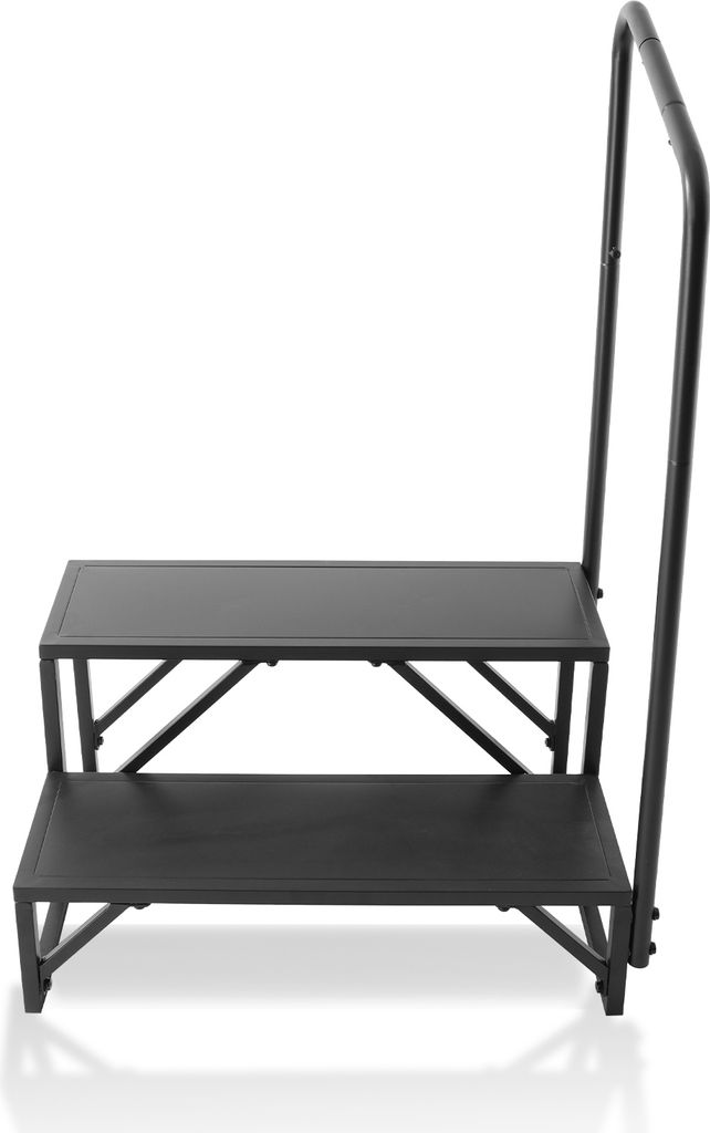 SucceBuy 2-stufige Wohnmobil-Stufen, 200 kg Tragkraft, rutschfeste Treppe Kohlenstoffstahl, mit Handlauf, sicherer Einstieg für Wohnmobil, Anhäng...