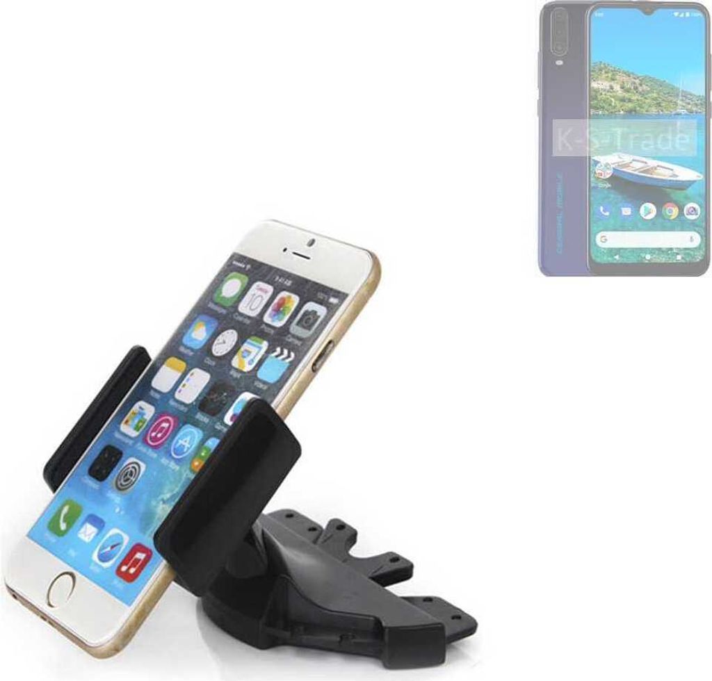 K-S-Trade CD Schlitz Halterung kompatibel mit General Mobile Gm 10 Autohalterung KFZ-Halter Radio Handy Halterung 360° drehbar schwarz