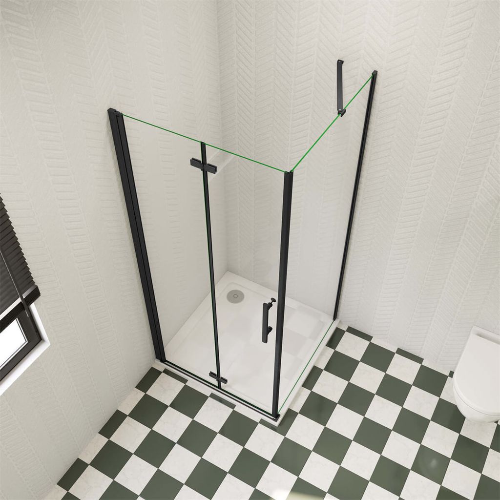 80x90cm 185cm 6mm Duschtür Scharniertür Eckdusche Falttür Nano Glastür