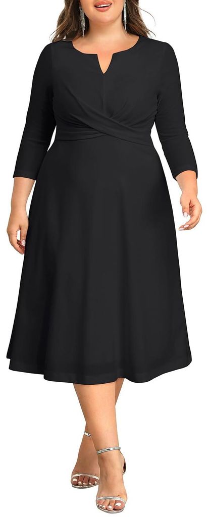 Hochzeitskleid in Übergröße – Kirchliches Midi-Herbstkleid, Produktbild 