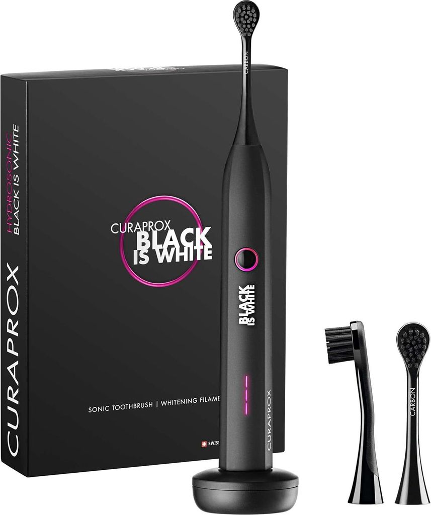 Curaprox Schallzahnbürste Black is white-Hydrosonic Ladegerät Travel-Case