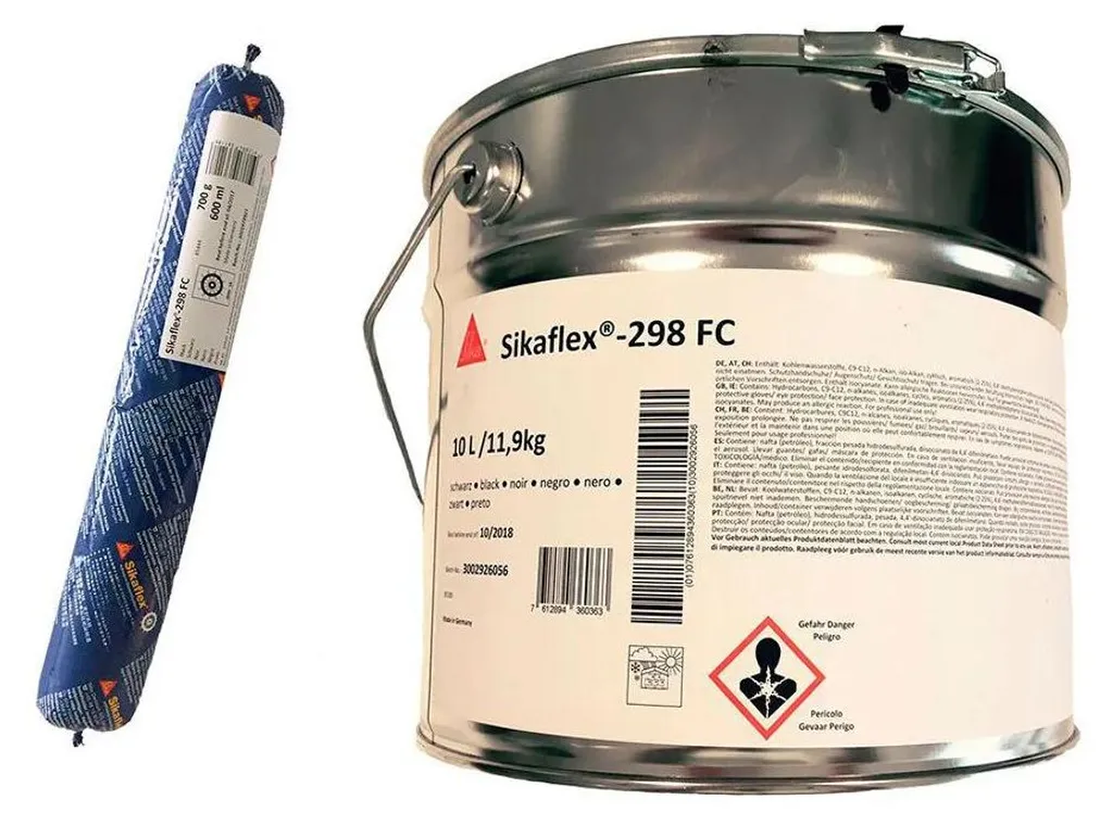 Sikaflex 296 Noir 10L Résistant aux UV - Colle Vitrage Haute Densité