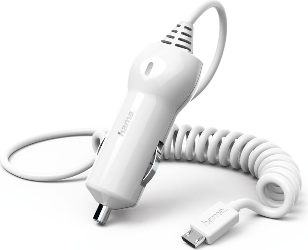 Hama Micro Kfz Schnell Ladegerät 1m Zigarettenanzünder 6W 1,2 A | Samsung Weiß