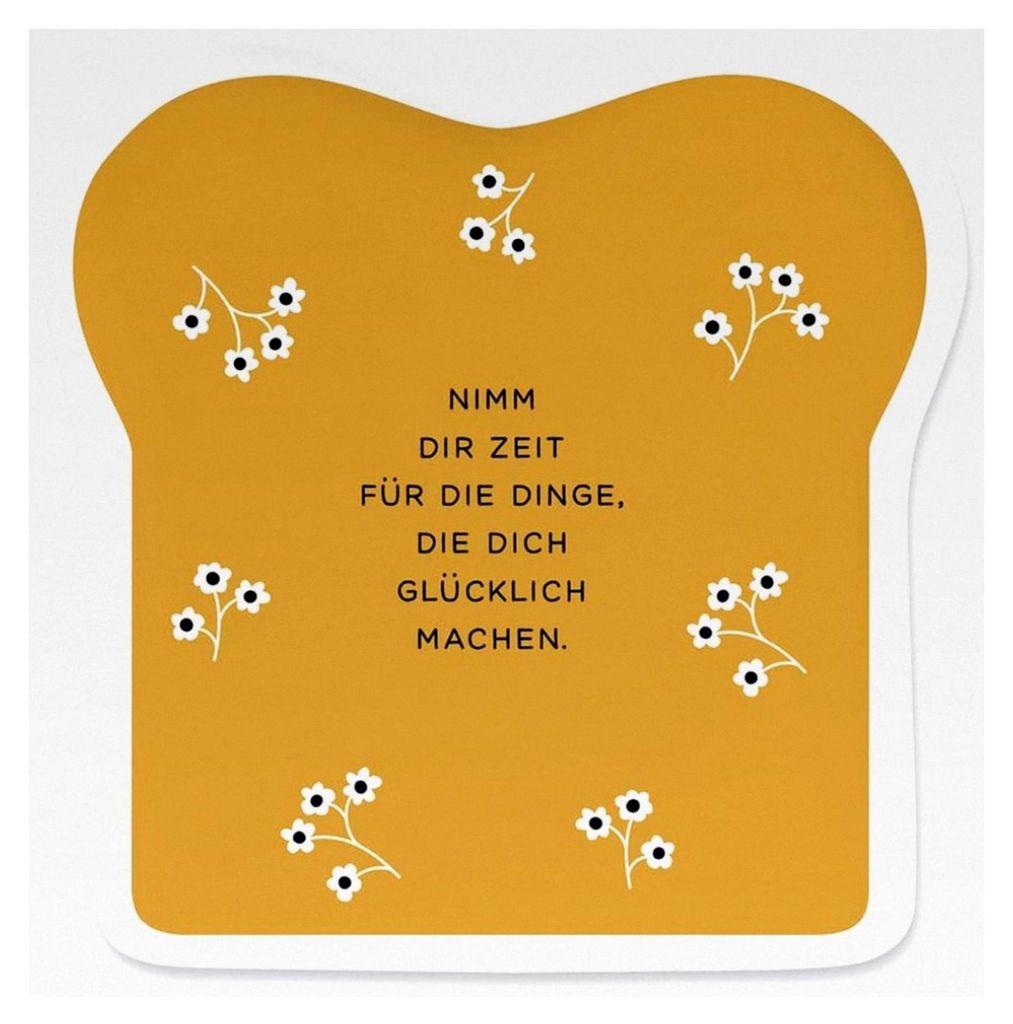 Toast-Teller mit Spruch | Porzellan | Nimm dir Zeit, 14,5 x 15,5 cm, Weiß