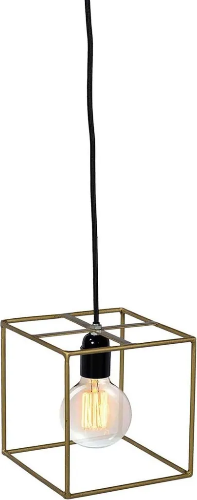 Lampada Sospensione Quadrata Ferro e Ottone - Design Industriale Retro - 2
