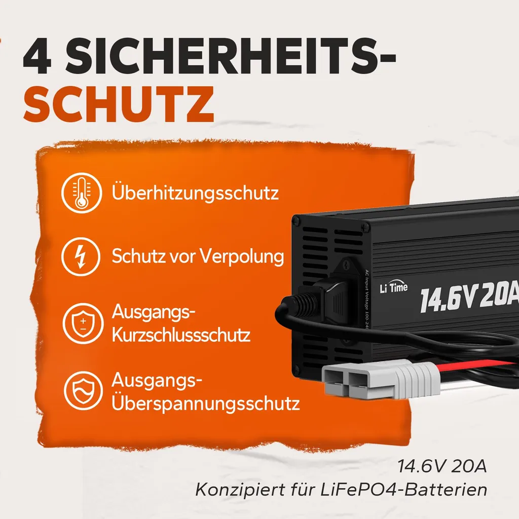 Chargeur de Batterie Lithium 12V 20A LiFePO4 LiTime Haute Efficacité