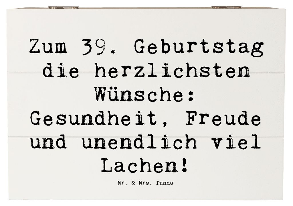 Mr. & Mrs. Panda Truhe Spruch 39. Geburtstag Wünsche 22 x 15 cm - Weiß - Geschenk, Glückwünsche, Jubiläum, Feiern, fotobox, Handgefertigt, Geb...
