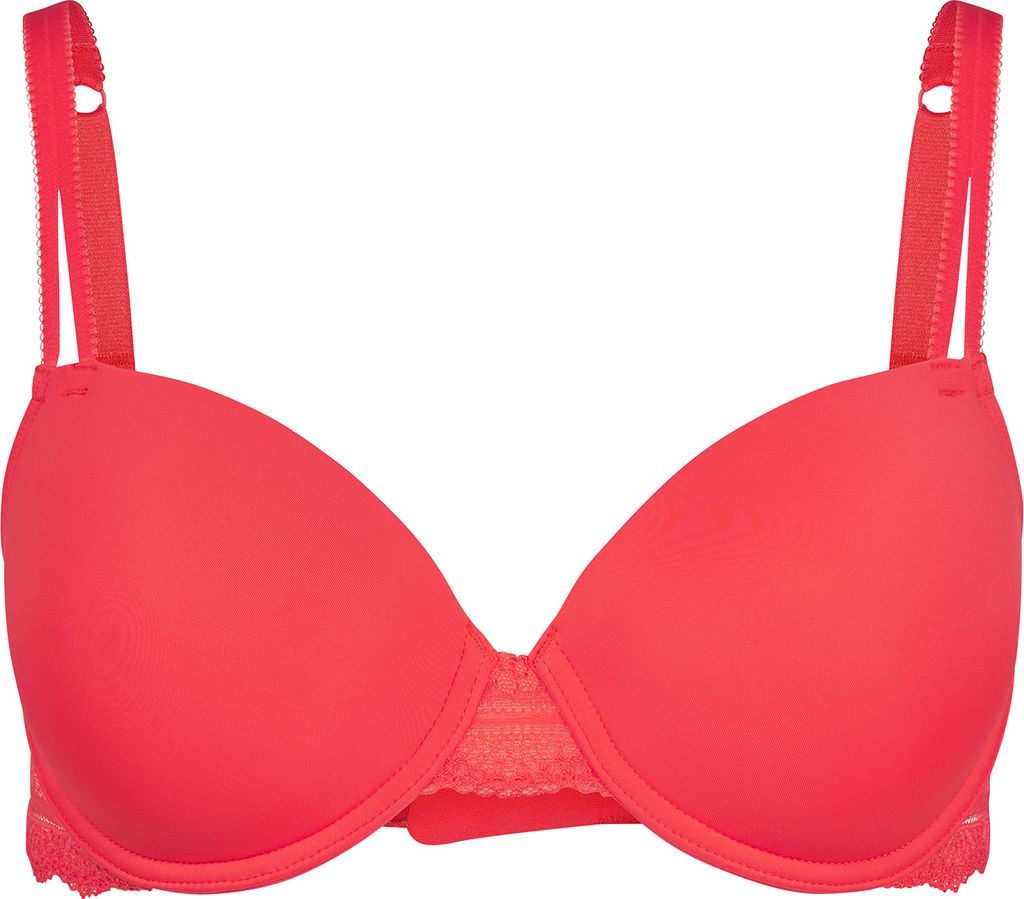 Huber Damen Schalen BH Jenny Micro Lace Rot Poppy Red Microfaser mit Spitze
