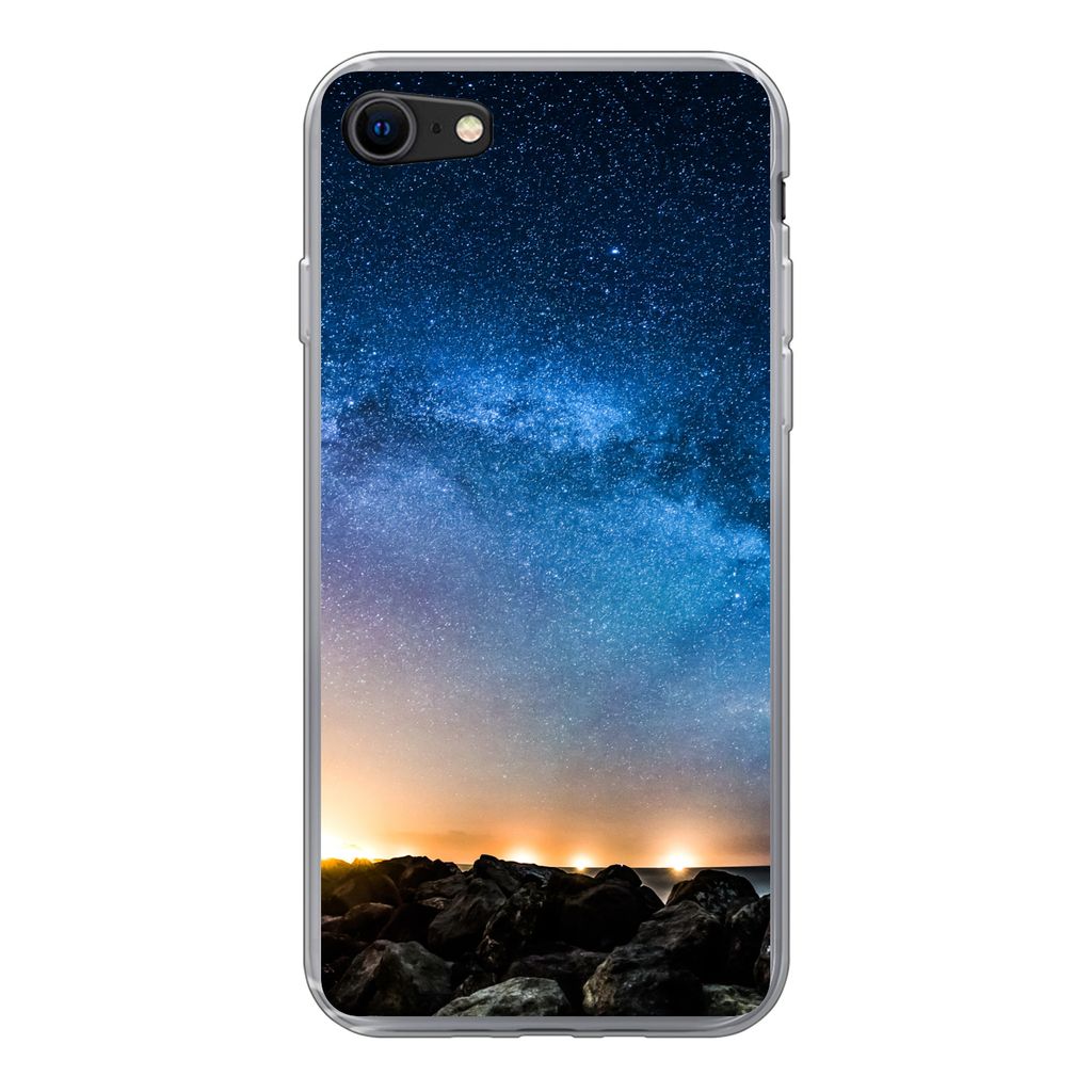 MuchoWow Handyhülle Schutzhülle Hülle für iPhone 8 Galaxie - Universum - Sonne - Jungen - Mädchen - Kinder Silikon Softcase Handy Hülle - S...