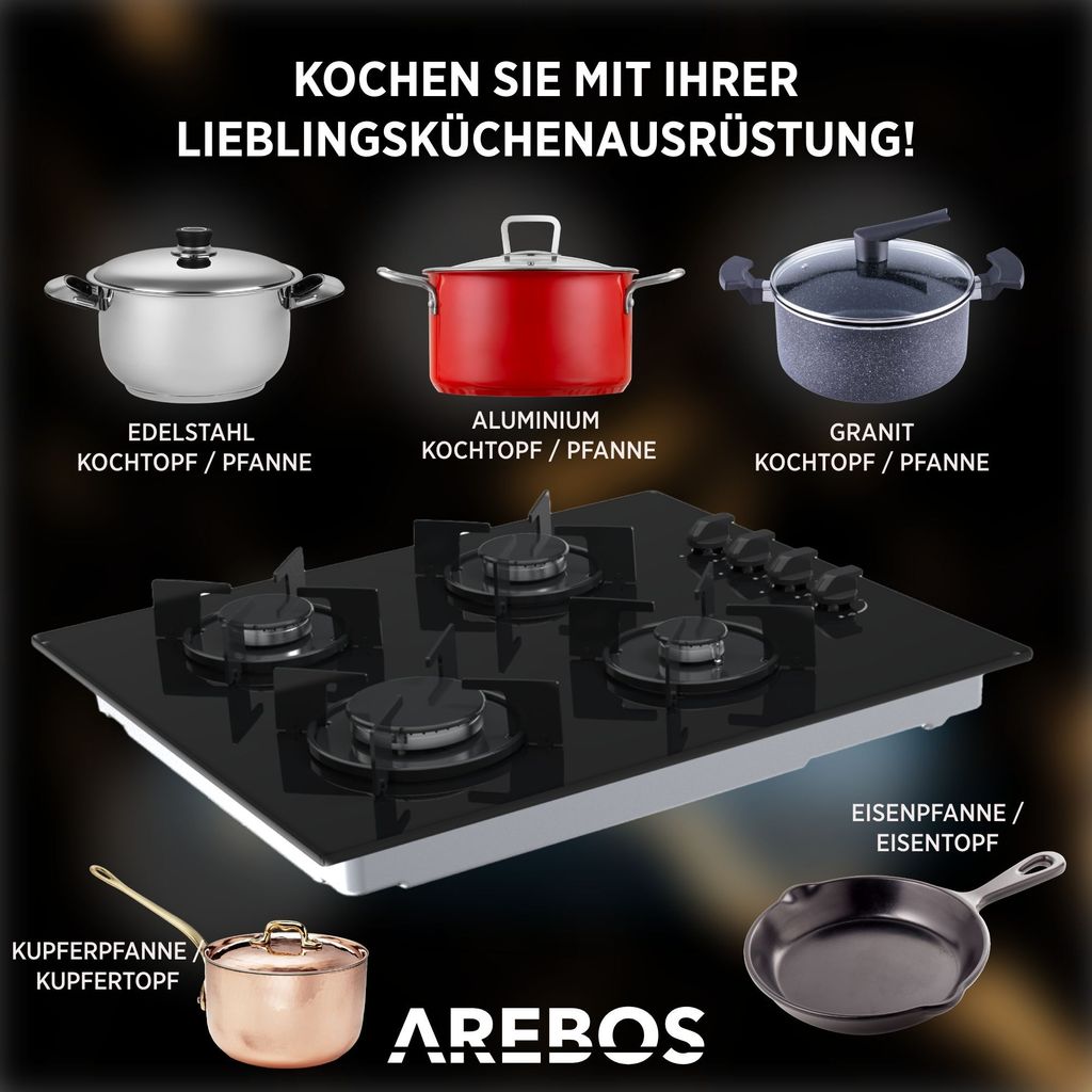 Płyta gazowa AREBOS 4 palniki, płyta gazowa, Zdjęcie produktu 5