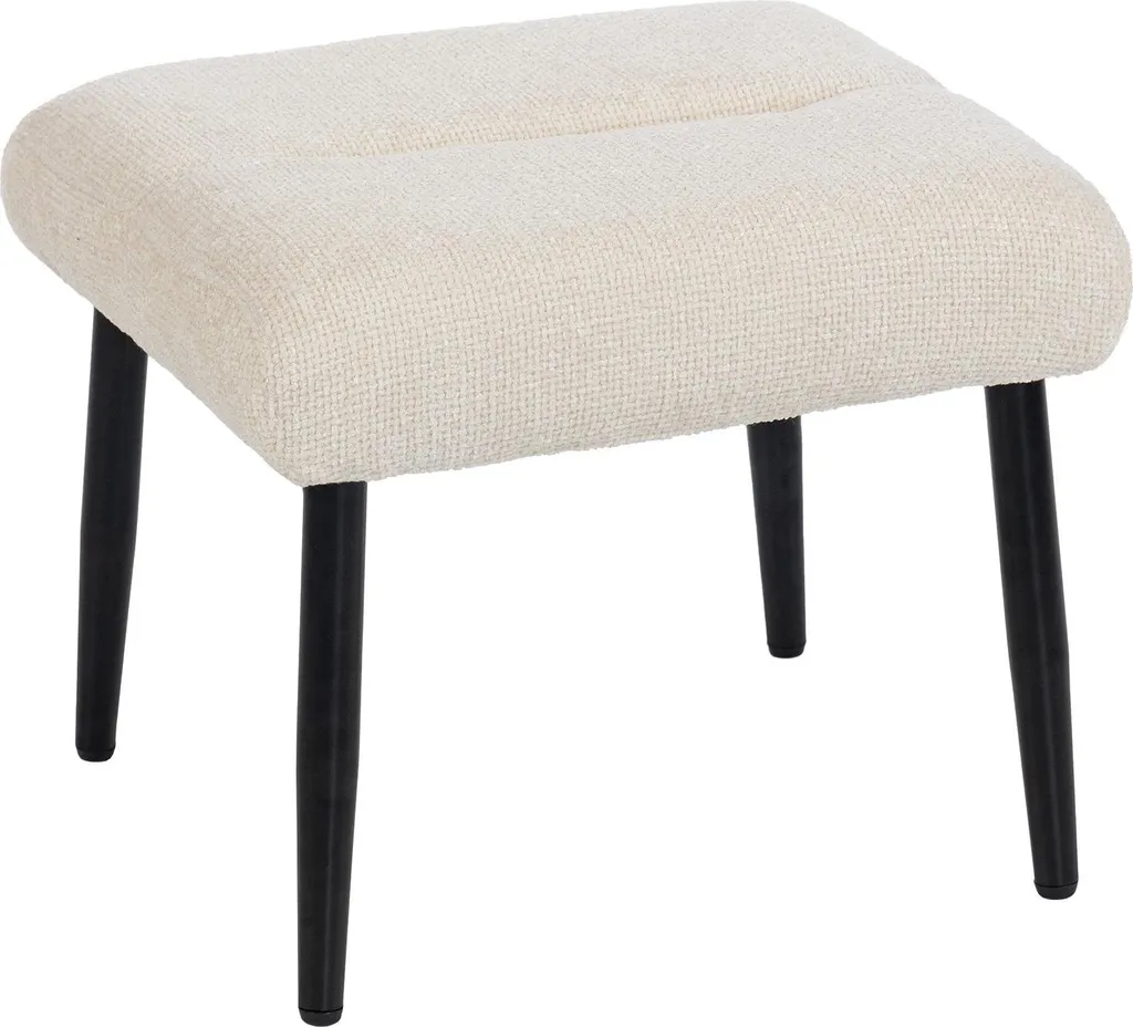 Pouf repose-pieds design en tissu chenille et structure métal robuste