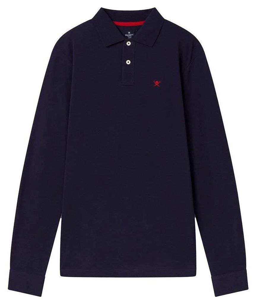Hackett Slim Fit Logo Langarm-polo Blau 2XL Mann Blau 2XL