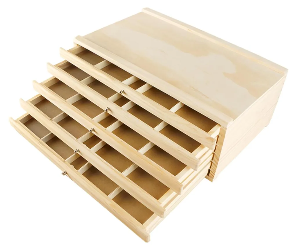 Organisateur artistique bois 5 tiroirs pour trier crayons et pinceaux