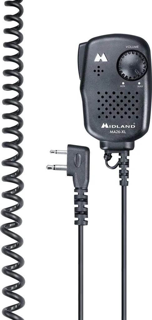 Micro Haut-parleur Déporté Midland MA-26XL Noir pour Talkie-Walkie Pro