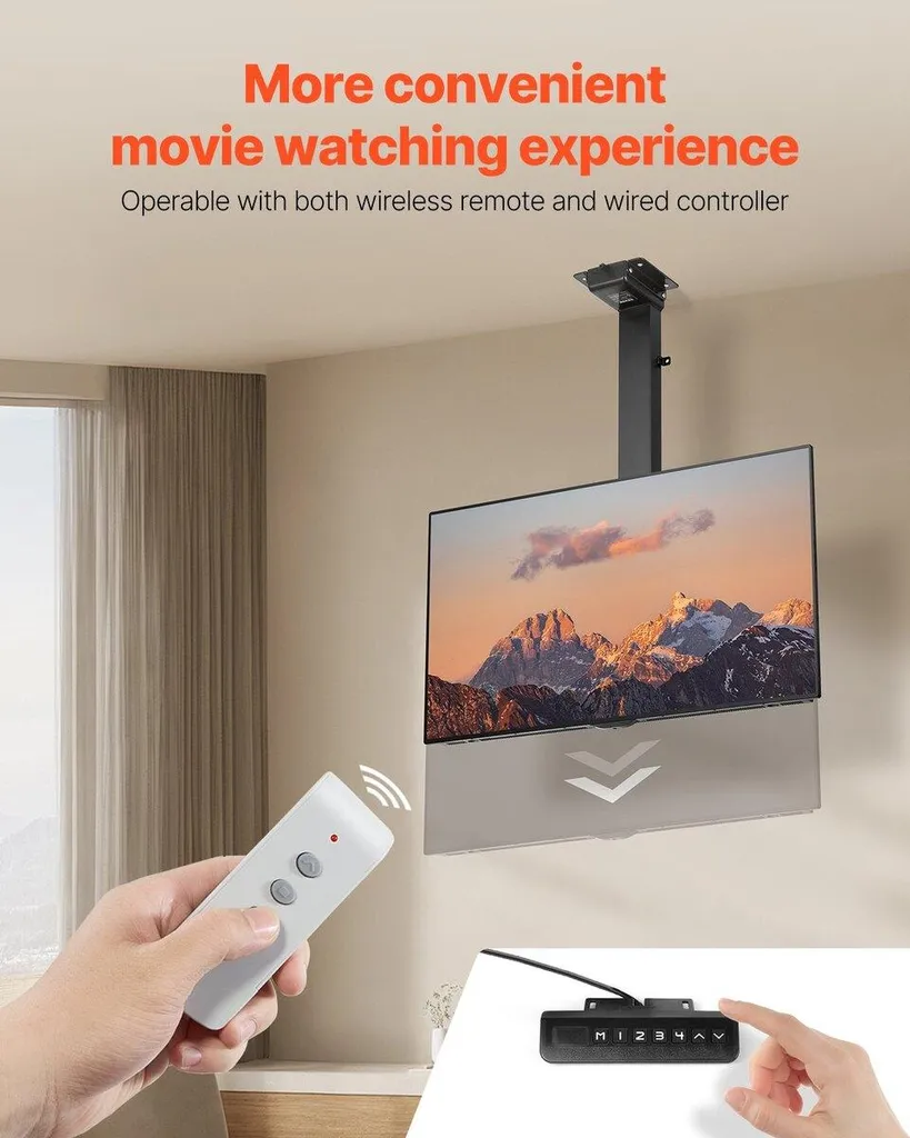 Support TV motorisé plafond 32-55 pouces réglable avec télécommande RF - 5