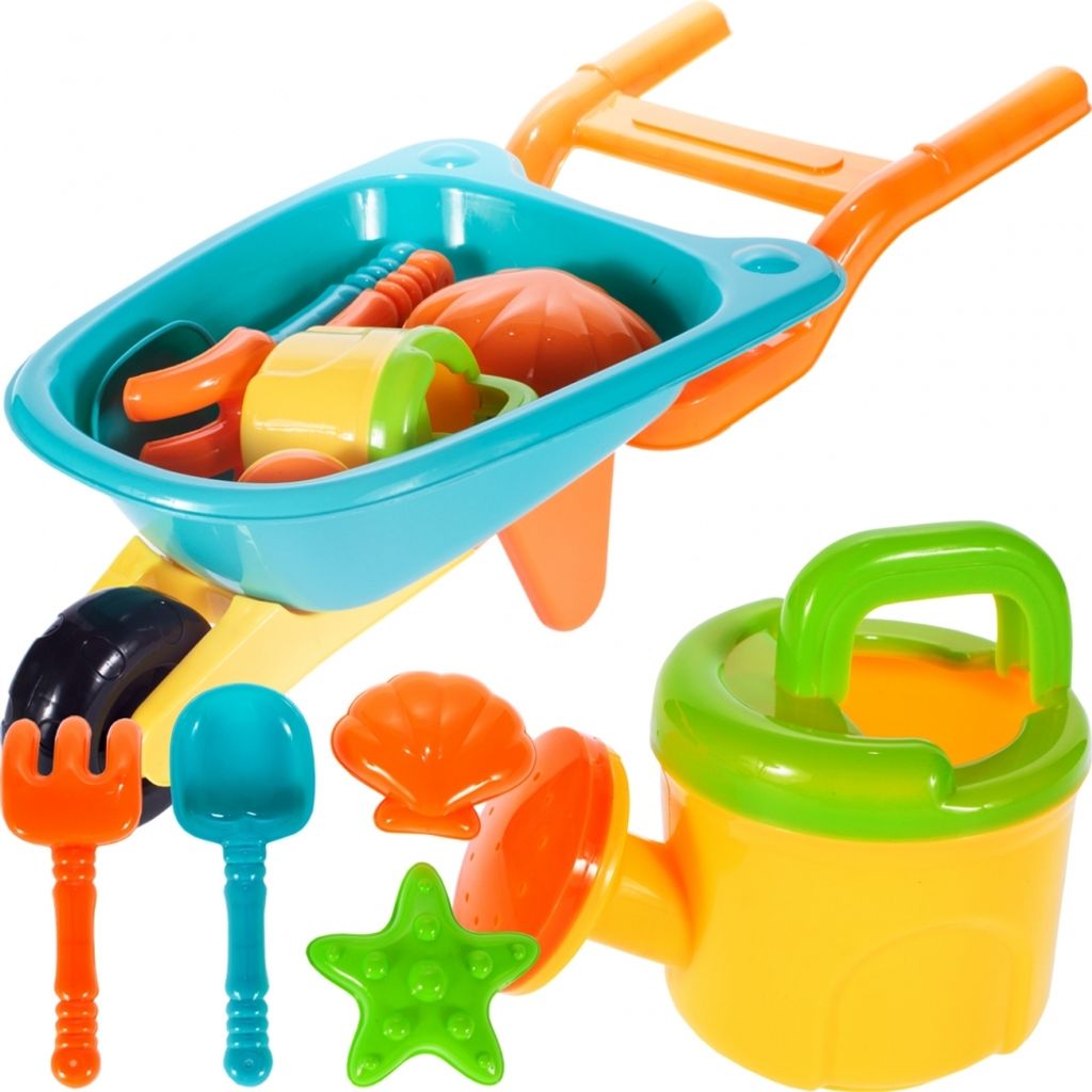 Malplay Sandspielzeug Set mit Sand Förmchen Karren Gießkanne Set Strandspielzeug Formen für Kindern ab 3 Jahren Geschenk Montessori