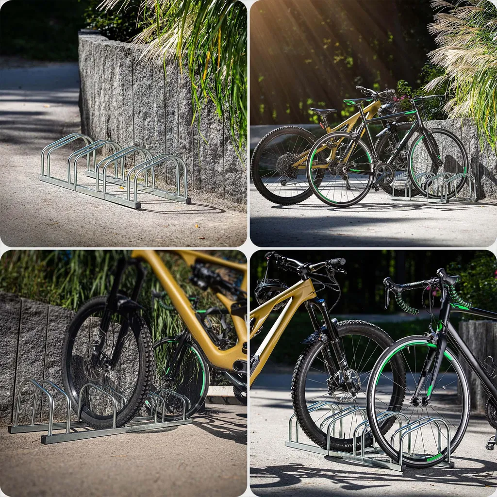 Râtelier pour 4 vélos extérieur en acier argenté stable et durable - 9