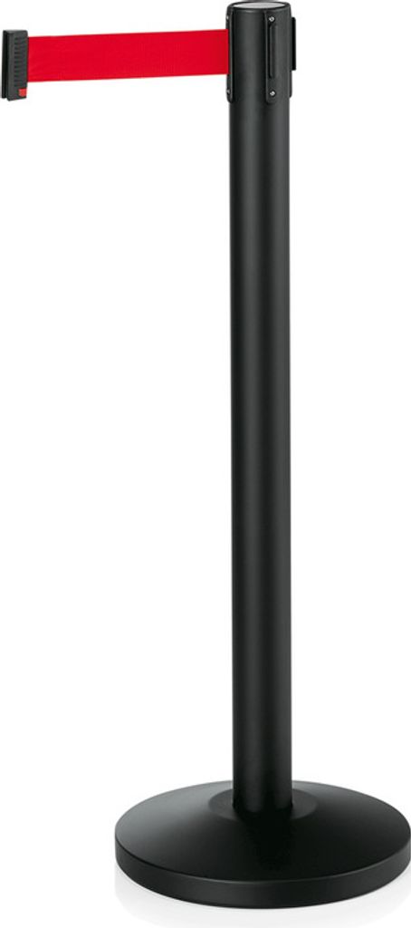 2x Abgrenzungspfosten Gurtband integriert 2 Meter rot Lightflex Pulverbeschichtet, schwarz