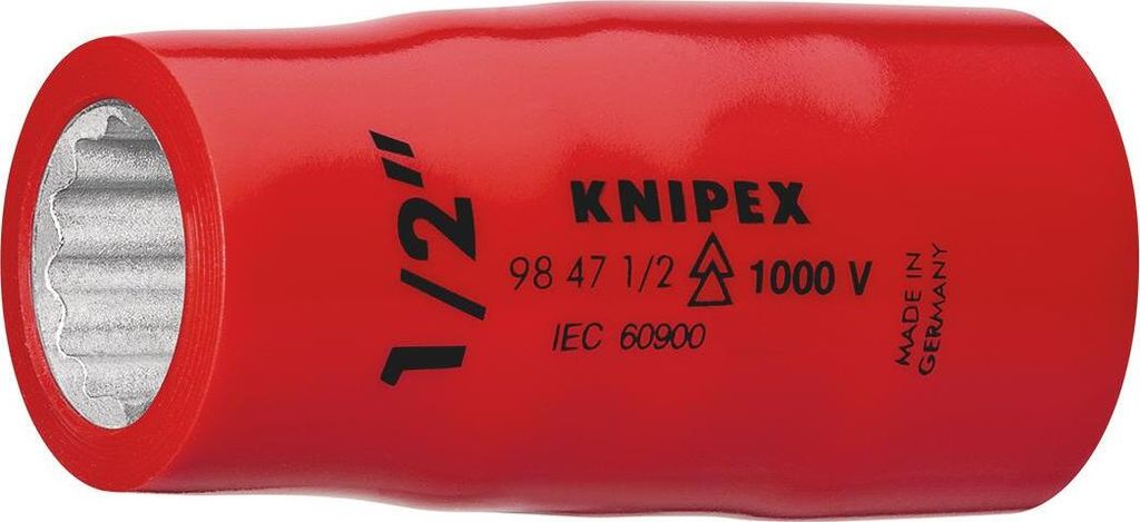 Knipex Steckschlüsseleinsatz Sechskant SW 5 / 8 Zoll auf 1 / 2 Zoll 1000V-isoliert - 98 47 5/8ZOLL