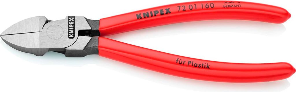 Knipex Kunststoffseitenschneider DIN ISO 5743 Länge 160mm schwarz Kunststoff-Überzogen - 72 01 160 SB
