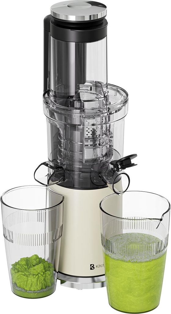 KitchenBrothers Slow Juicer - Vertikal - Entsafter - Obst- und Gemüsepresse - 80mm - 750ml - Champagner