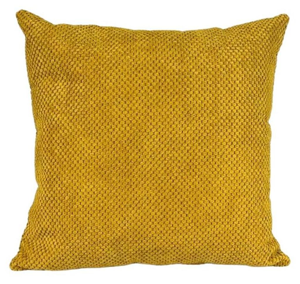 50x50 Dekokissen Zefir dot Senfgelb Samt Produktbild 