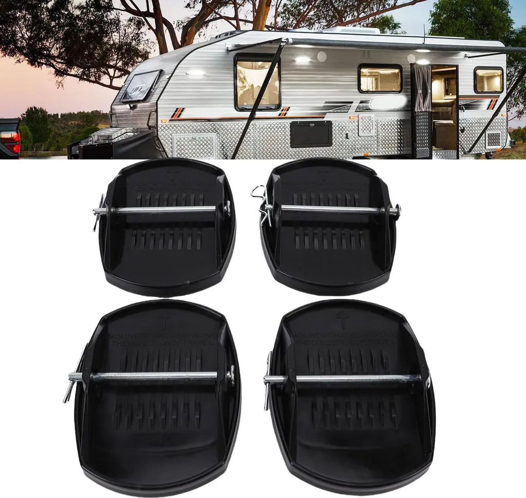 4 Pieds de Calage Jack Steady pour Caravane et Camping-Car avec Goupilles