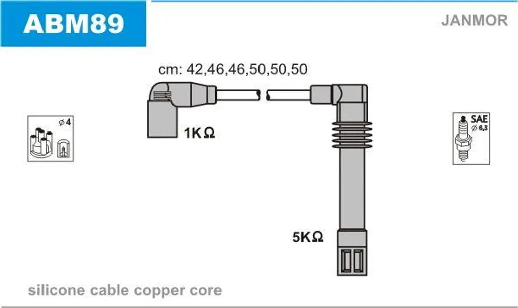 JANMOR ABM89 Set cavi accensione OE 021998031A compatibile con Passat 3B, Superb, A6 4B, A6 4A, A4 8H, A4 8E, A4 8D