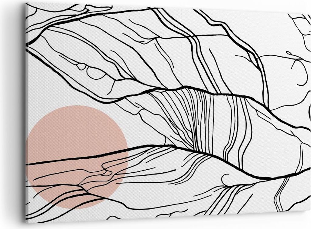 Bild auf Leinwand - Leinwandbild - Einteilig - Abstraktion Linien Sonne - 100x70cm - Wand Bild - Wanddeko - Wandbilder - Leinwanddruck - Bilder - W...