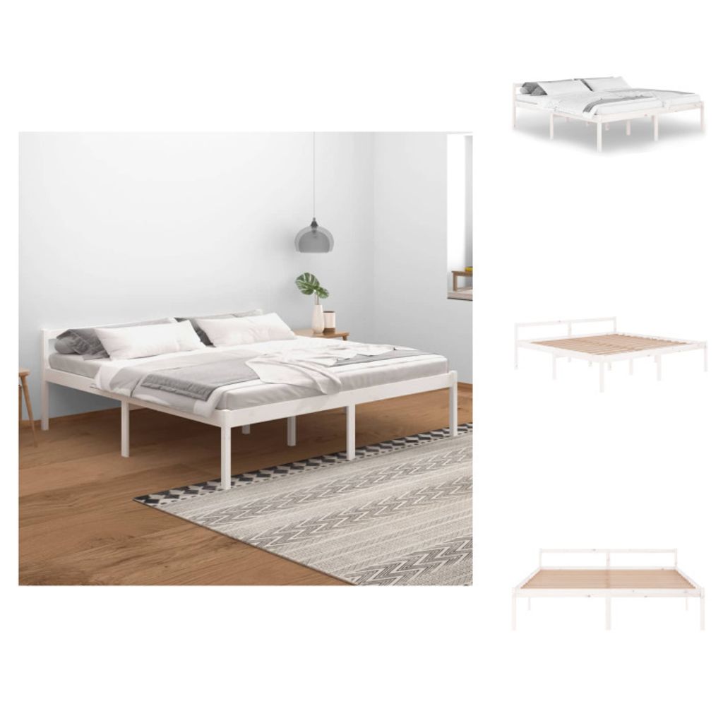 vidaXL Seniorenbett Weiß 200x200 cm Massivholz Kiefer - Betten & Bettgestelle