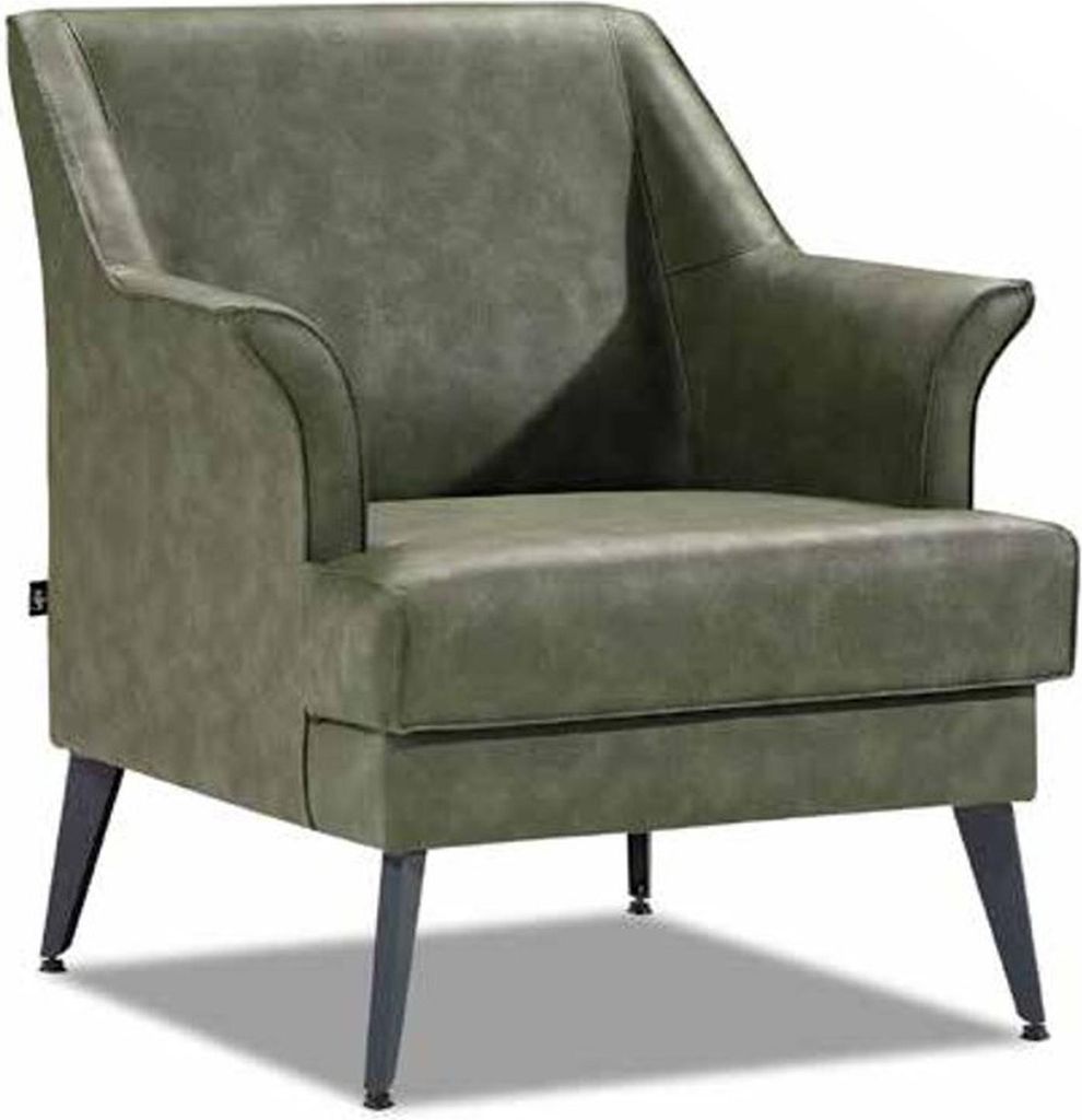Sessel 1 Sitzer Wohnzimmer Moderne Design Möbel Grün Lounge Club Leder