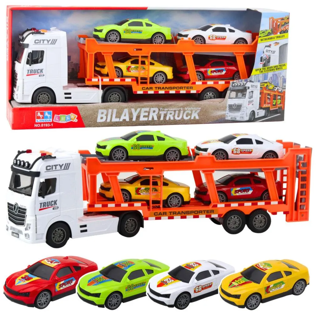 Camion de Transport Lora Lorry avec 4 Voitures Miniatures Sons et Lumières