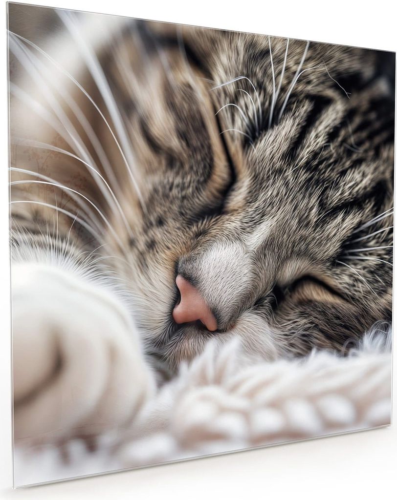 Küchenrückwand Spritzschutz Glas mit Motiv Schlafende Katze 40 x 40 cm